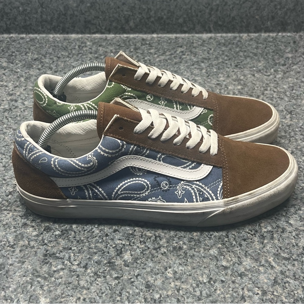 Vans Old Skool Peace Paisley Shoes Sneakers Blue Green Brown | Men’s Size 10.5